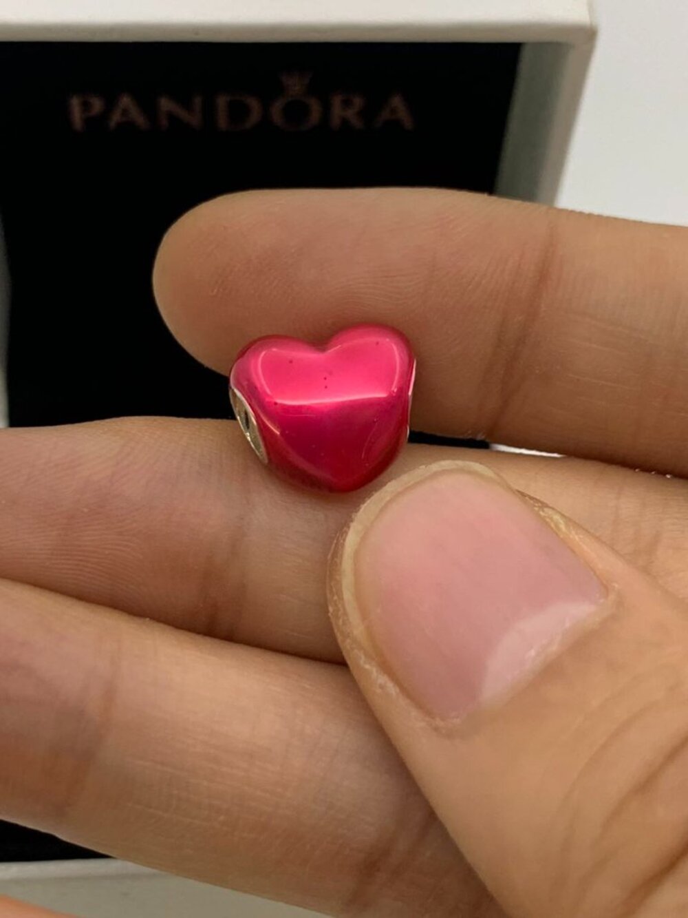 ✨✨Pandora Metallic Pink Heart Charm
